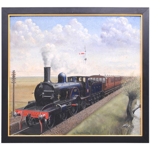 72 - An original painting, GER Single No 606, on the Northern Continental, by C Hamilton Ellis. Overall 2... 