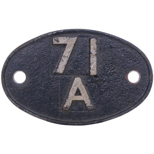 8 - A shedplate, 71A, Eastleigh (1948-September 1963 when it became 70D), with its matching Self Cleanin... 