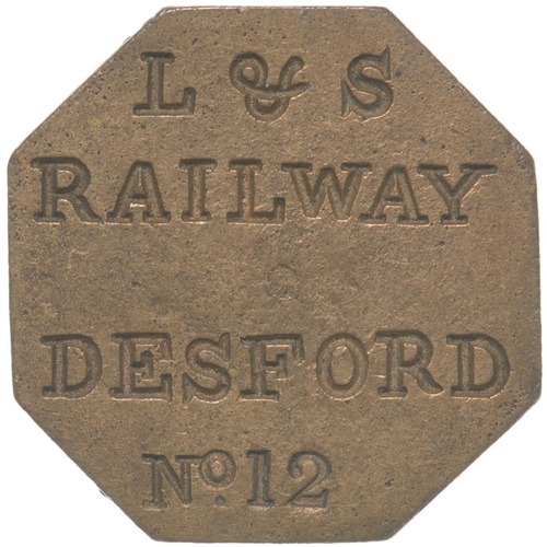 84 - A Leicester and Swannington Railway metal ticket, L&S RAILWAY DESFORD N0 12. The line opened in 1832... 