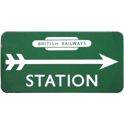 86 - A BR(S) direction sign, BRITISH RAILWAYS, STATION, (f/f), enamel, 21