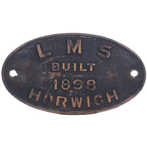 98 - A worksplate, LMS BUILT 1898 HORWICH. Locos built by the Lancashire & Yorkshire Railway at Horwich i... 