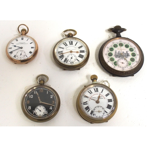 109 - Pocket watches, five in total, one working - 