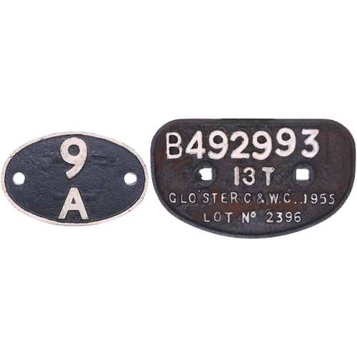 113 - Shedplate, 9A, Longsight (1948-May 1973), also D wagon plate. (2)  (Dispatch by Mailboxes/Collect fr... 