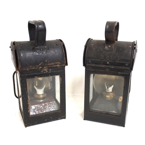 182 - LMS (embossed) general purpose handlamp, BE(E) (embossed) same, both lamps complete & in good ex ser... 