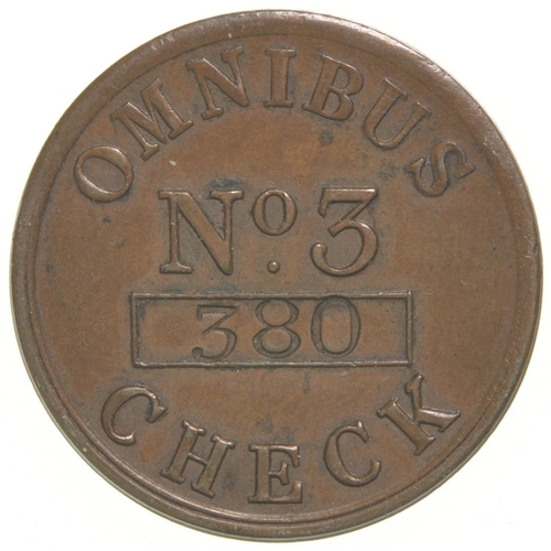 294 - Sheffield and Rotherham Railway omnibus check, 1838, copper, 1