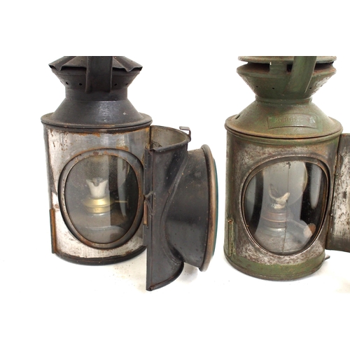 302 - LNER (GCR pattern) 3 aspect small handlamp & LNER LOCO 3 aspect handlamp case stamped 