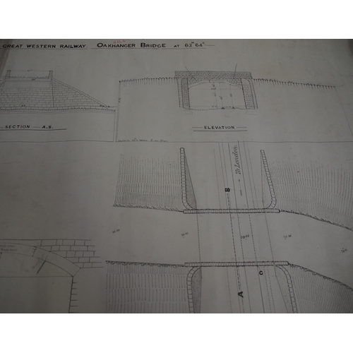 328 - Quantity of rolled GWR/BR(W) plans - Castle Bar park Halt (footbridge), GWR system map, Cirencester ... 