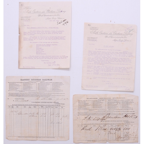 360 - SECR waybills and paperwork from Bridge station, Elhan Valley line, also other paperwork, as shown, ... 