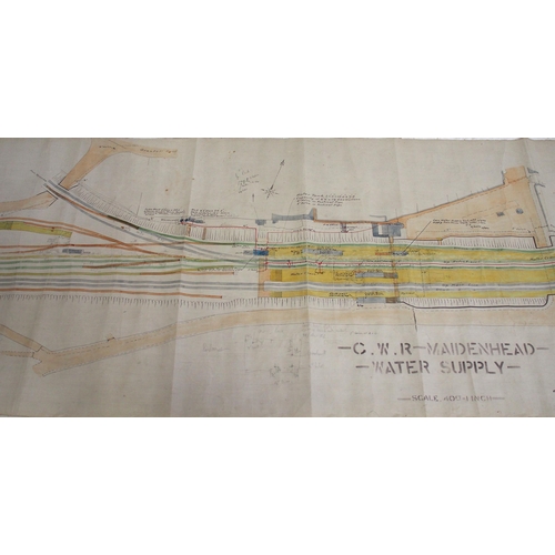 389 - Quantity of GWR/BR(W) rolled plans - Marlow OS 1876, Portesham Station building, Heathfield 1915 40'... 