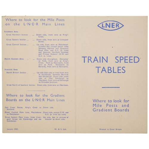 397 - LNER train speed calculation cards, 1947, as handed out to passengers on prestigious services, unuse... 