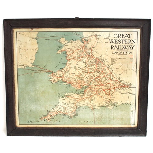 4 - GWR framed tinplate system map, original frame & in good condition for one of these maps as most suf... 