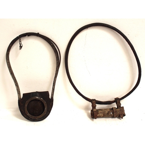 46 - Two leather single line staff/tablet hoops ex service condition. (2) (B) (Dispatch by Mailboxes/Coll... 