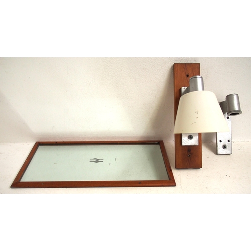 514 - BR Mk1 carriage compartment fittings - framed mirror & two switched cast alloy reading lamps (untest... 