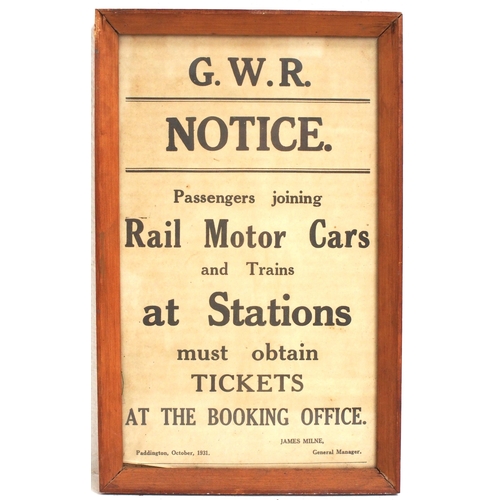 524 - GWR paper notice (framed) 