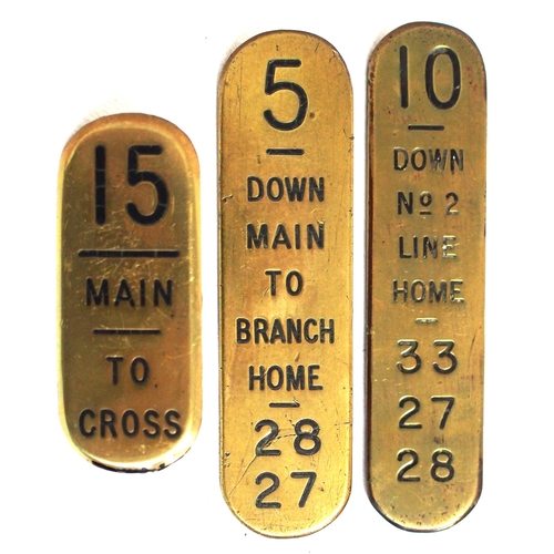 525 - GWR signal box brass lever plates - 