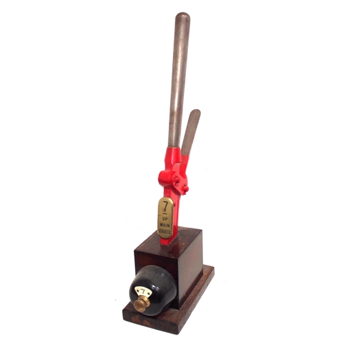 535 - GWR signal box lever top with clasp & brass lever plate 