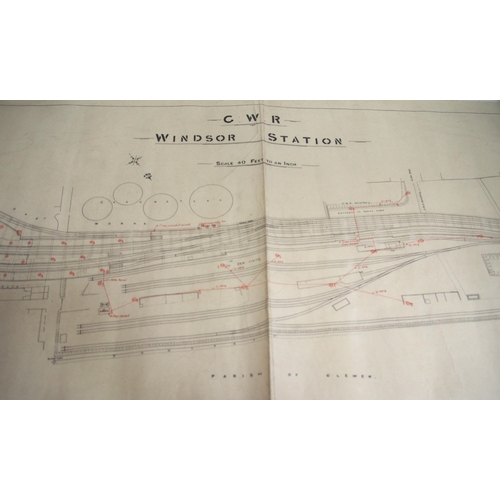 63 - Selection of GWR/BR(W) rolled plans and sections - Wooburn OS, Wooburn station house (film) Tiverton... 