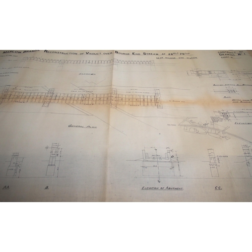 63 - Selection of GWR/BR(W) rolled plans and sections - Wooburn OS, Wooburn station house (film) Tiverton... 