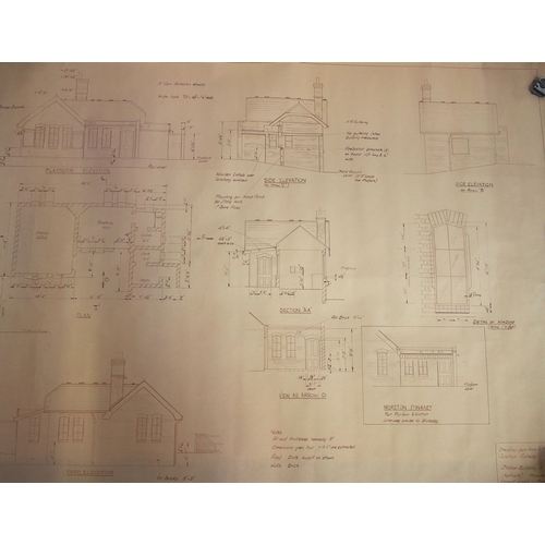 737 - Miscellaneous rolled plans etc - NER Withernsea waiting shelter, coloured and detailed, same main bu... 