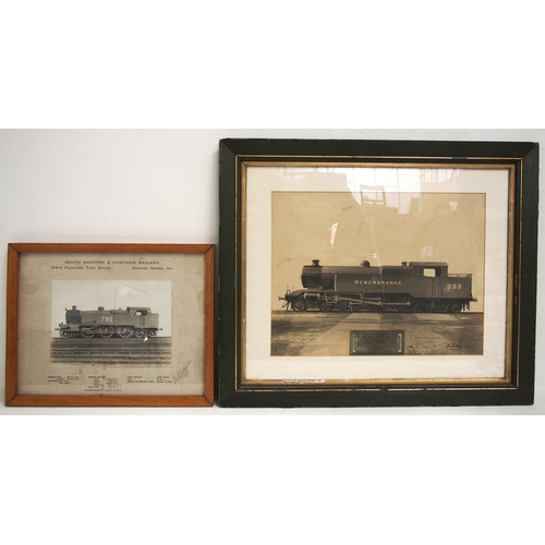 755 - SE&C Rly official photograph with technical detail of 2-6-4 Tank Ashford Works 1927, signed by Richa... 