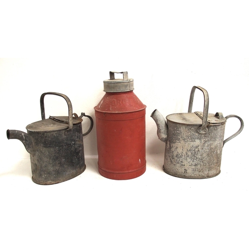 757 - GWR galvanised water carrier, GWR embossed on top appears water tight, BR(W) same has holes, BR(E) e... 