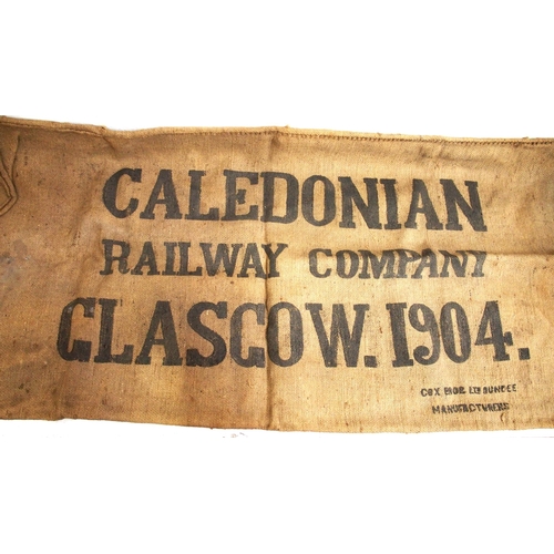 766 - Railway hessian sacks - CALEDONIAN RAILWAY GLASGOW (good), same patched, LNER (good), same patched (... 