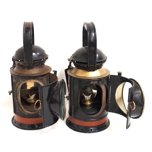 777 - GWR fogging 4 aspect handlamps, one older Swindon made both with brass number plates (21542 & 28989)... 