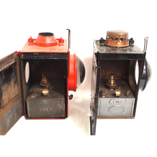 790 - LNER Welch Patent large signal lamp reservoir units, both complete, in good condition & with correct... 