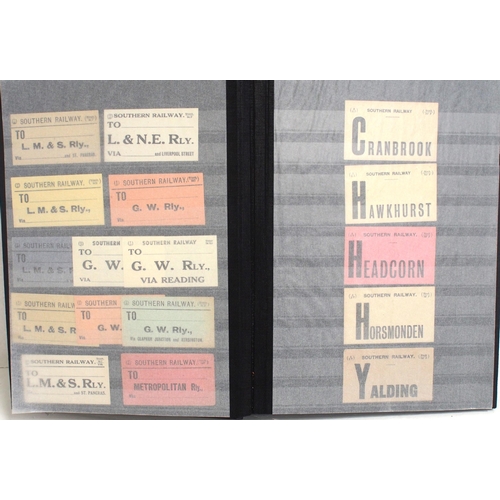 799 - Hardback album containing LSWR, LB&SR & SR Luggage labels in alphabetical order 600+ & in good condi... 