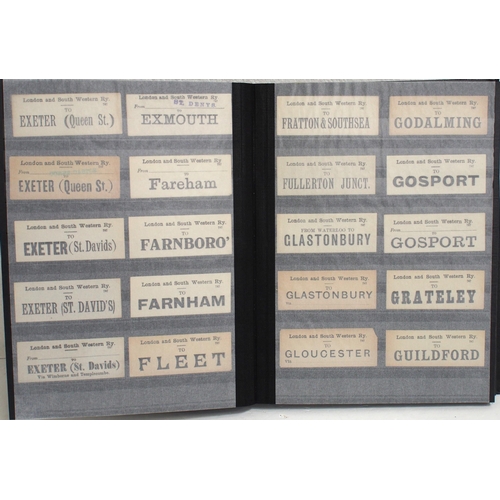 799 - Hardback album containing LSWR, LB&SR & SR Luggage labels in alphabetical order 600+ & in good condi... 