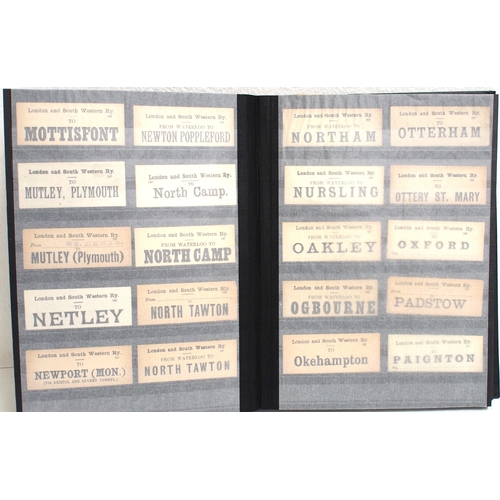 799 - Hardback album containing LSWR, LB&SR & SR Luggage labels in alphabetical order 600+ & in good condi... 