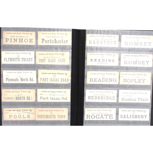 799 - Hardback album containing LSWR, LB&SR & SR Luggage labels in alphabetical order 600+ & in good condi... 