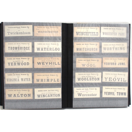 799 - Hardback album containing LSWR, LB&SR & SR Luggage labels in alphabetical order 600+ & in good condi... 