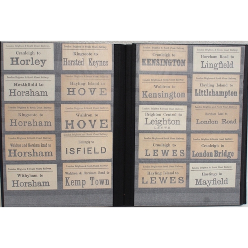 799 - Hardback album containing LSWR, LB&SR & SR Luggage labels in alphabetical order 600+ & in good condi... 