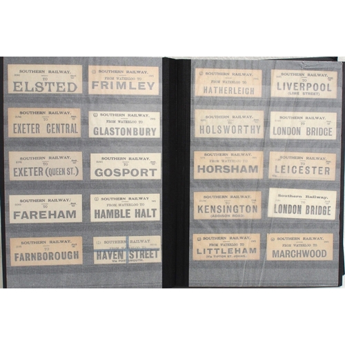 799 - Hardback album containing LSWR, LB&SR & SR Luggage labels in alphabetical order 600+ & in good condi... 