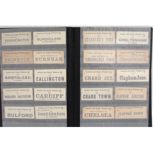 799 - Hardback album containing LSWR, LB&SR & SR Luggage labels in alphabetical order 600+ & in good condi... 