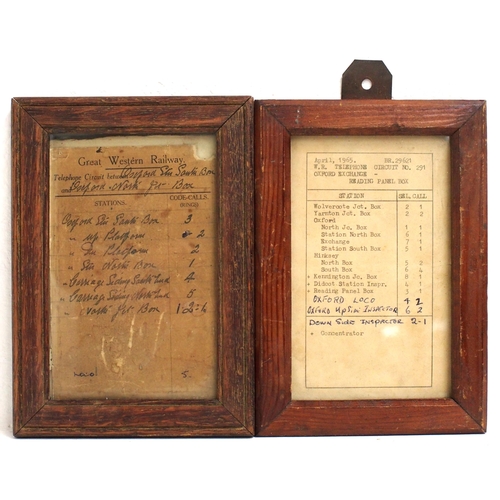 863 - GWR telephone circuit card in original frame 