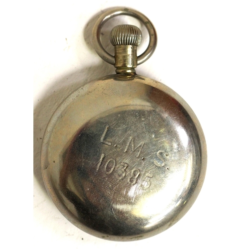 866 - LMS pocket watch by Record No 10385, seconds dial face overall very good (little crazing by 10 & 11)... 