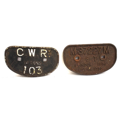 900 - GWR C/I D wagon plate 