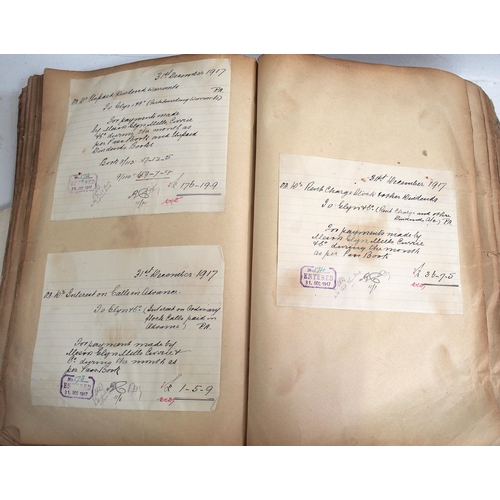 901 - GWR for the year 1917 very large ledger containing a large quantity of GWR Accounts paperwork, noted... 