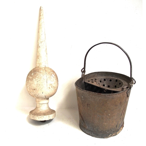 903 - BR (embossed) mop bucket (water tight), LMS watering can (embossed) & watertight, wooden architectur... 