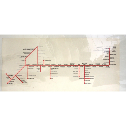 905 - BR(W) Devon & Cornwall rolled line route map in large format on light card 44