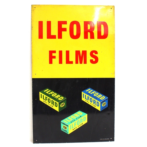 915 - Ilford Films screen printed tinplate advertising sign, 12