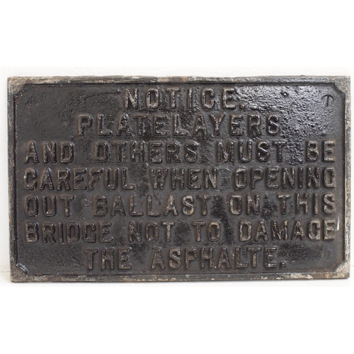 959 - GWR C/I notice reference Platelayers opening Ballast on bridge, 16½