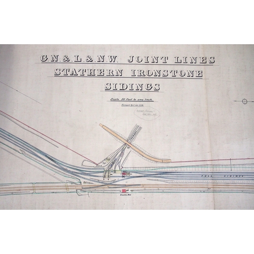 997 - GN & LNWR Joint 1913, coloured rolled plan on linen backed paper of 