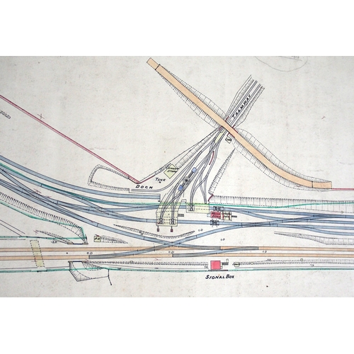 997 - GN & LNWR Joint 1913, coloured rolled plan on linen backed paper of 