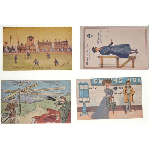 357 - Railway postcards, a small collection featuring humorous situations in railway settings, probably la... 