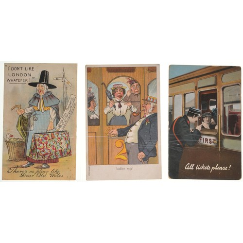 357 - Railway postcards, a small collection featuring humorous situations in railway settings, probably la... 