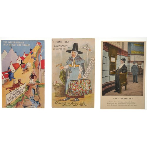 357 - Railway postcards, a small collection featuring humorous situations in railway settings, probably la... 