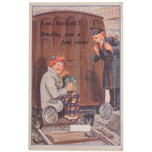 357 - Railway postcards, a small collection featuring humorous situations in railway settings, probably la... 